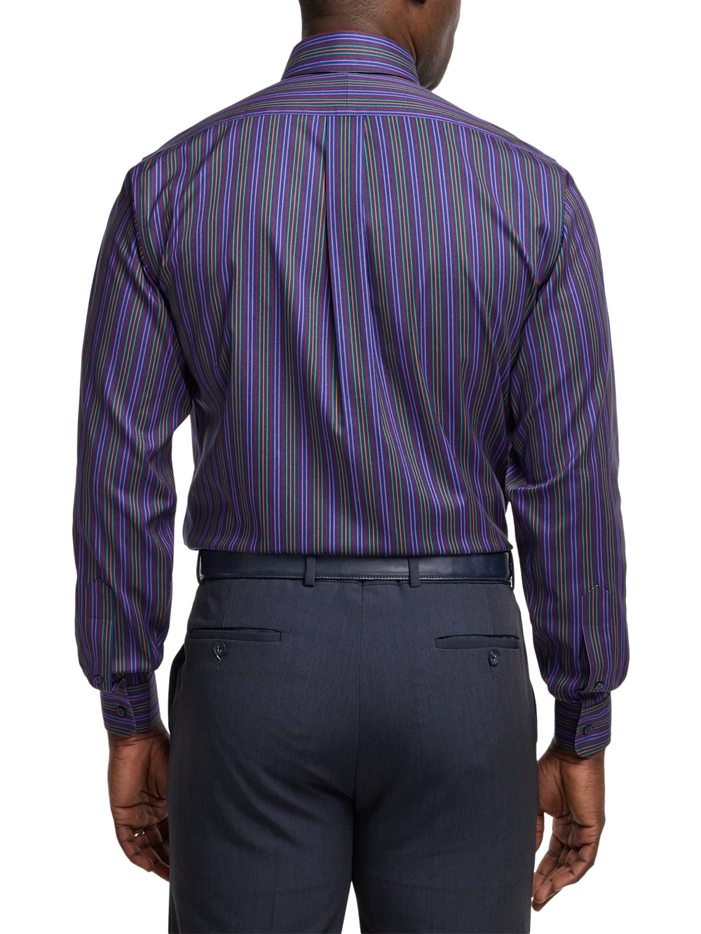 Alternate Image of Comfort Stretch Non-iron Stripe Dress Shirt With Contrast Trim-4
