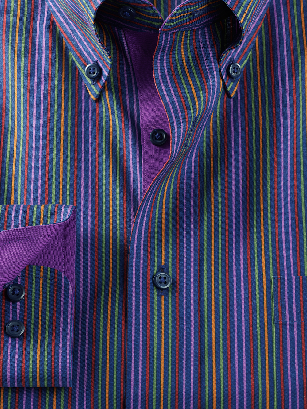 Alternate Image of Comfort Stretch Non-iron Stripe Dress Shirt With Contrast Trim-5