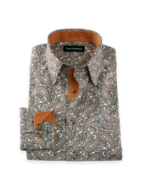 Comfort Stretch Non-Iron Paisley Dress Shirt With Contrast Trim - Multi