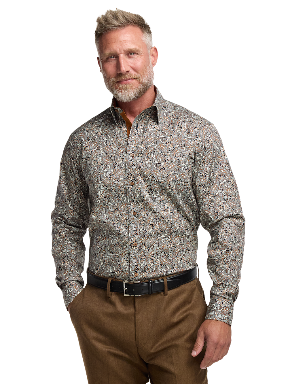 Alternate Image of Comfort Stretch Non-iron Paisley Dress Shirt With Contrast Trim-1