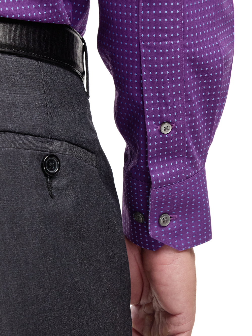 Alternate Image of Comfort Stretch Non-iron Dot Dress Shirt With Contrast Trim-3