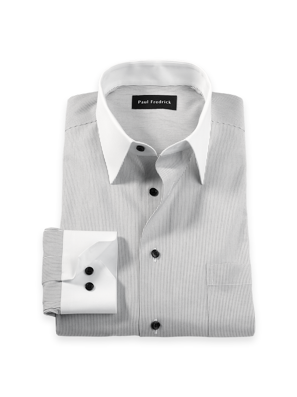 Product Image of Comfort Stretch Non-iron Stripe Dress Shirt-Black/White