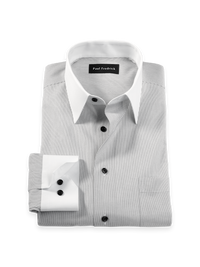 Comfort Stretch Non-Iron Stripe Dress Shirt - Black/white