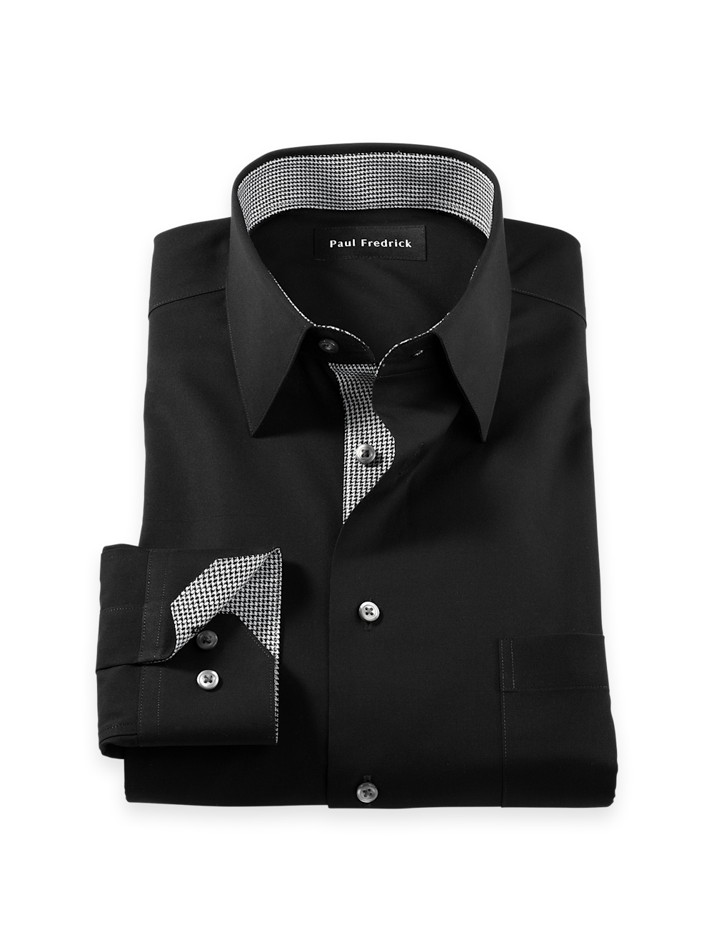 Product Image of Comfort Stretch Non-iron Solid Dress Shirt With Contrast Trim-Black