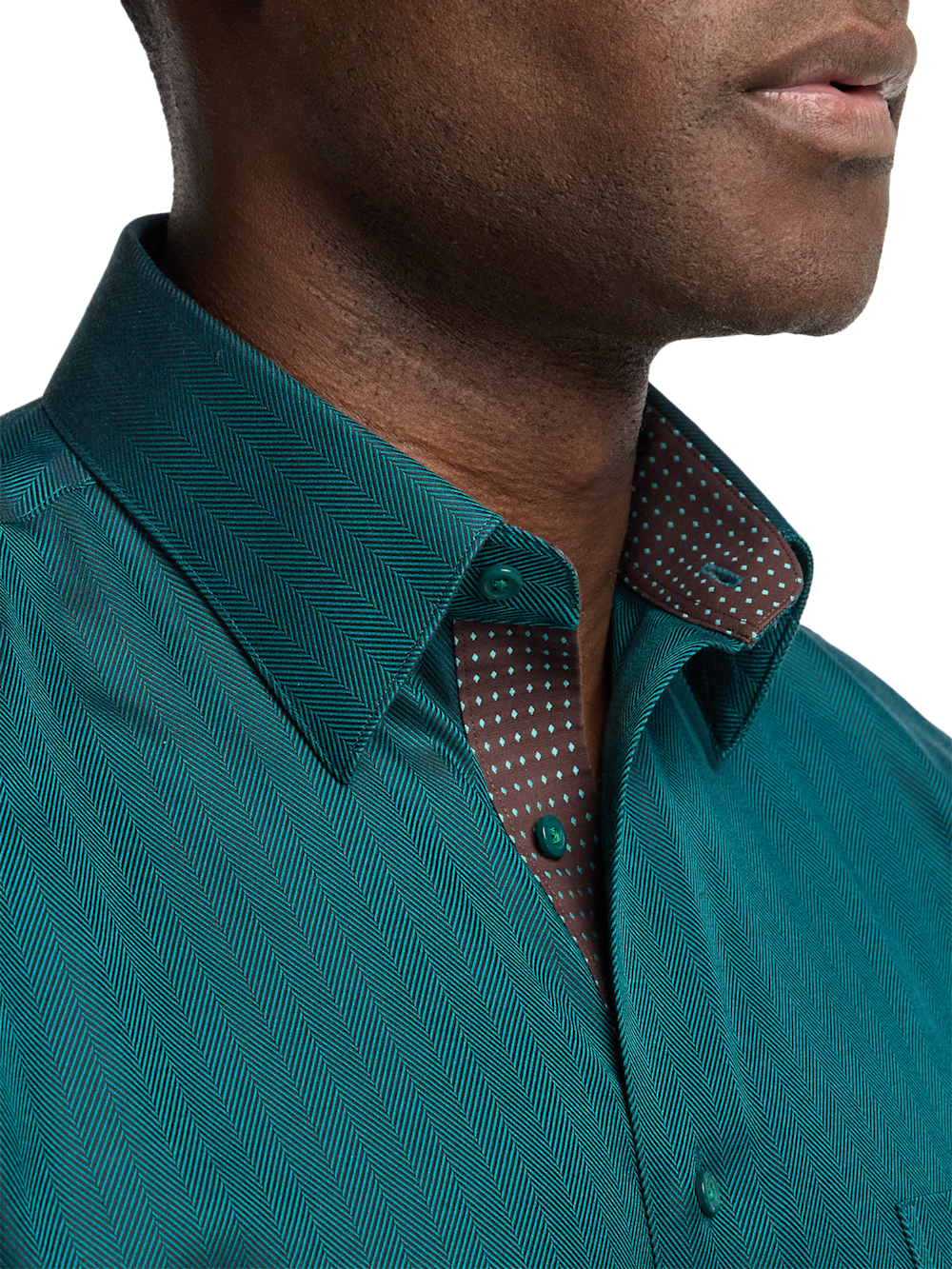 Alternate Image of Comfort Stretch Non-iron Herringbone Dress Shirt With Contrast Trim-2