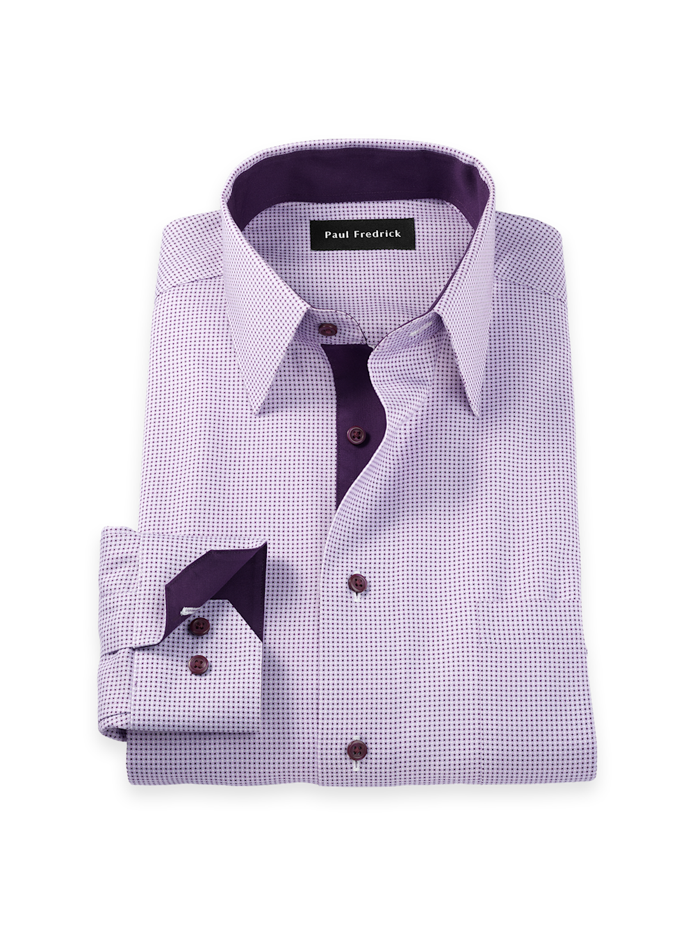 Product Image of Comfort Stretch Non-iron Geometric Dress Shirt With Contrast Trim-Purple
