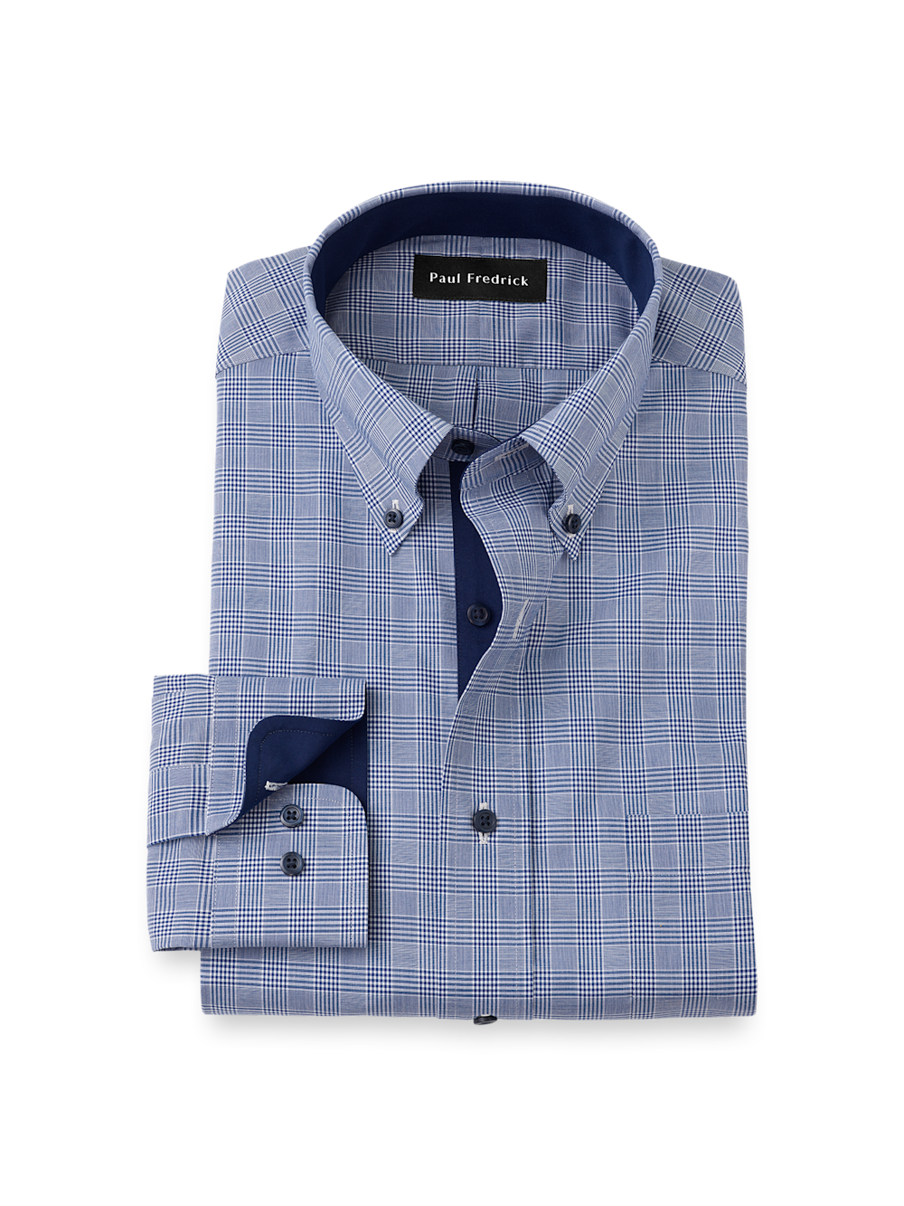 Product Image of Non-iron Cotton Plaid Dress Shirt With Contrast Trim-1