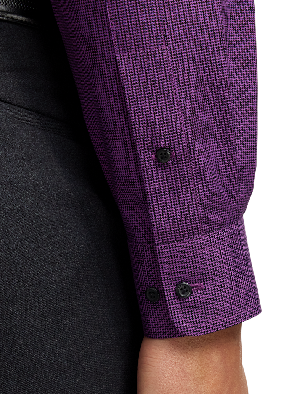 Alternate Image of Non-iron Cotton Houndstooth Dress Shirt With Contrast Trim-3