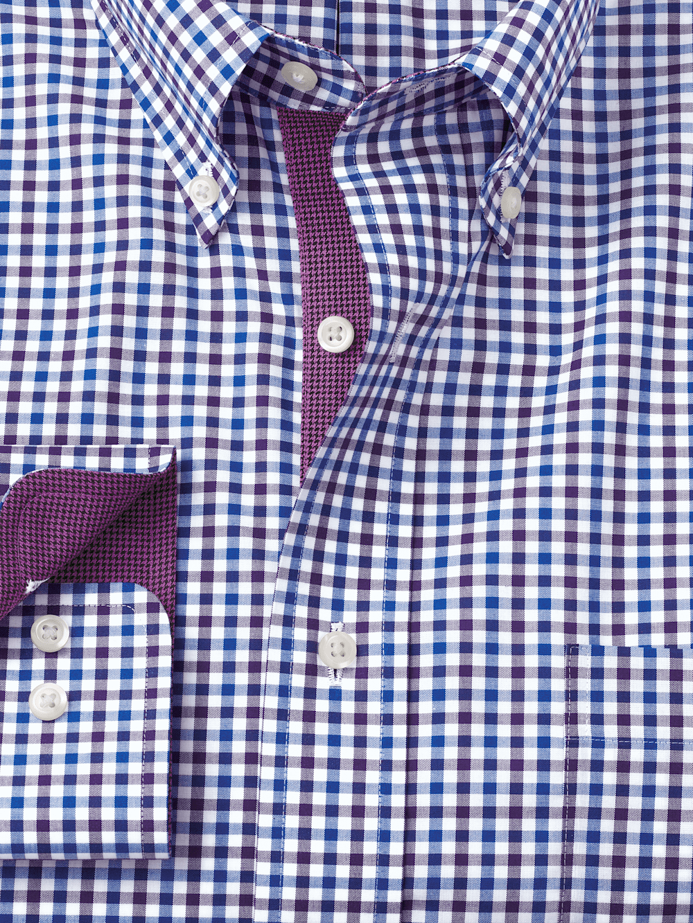 Alternate Image of Non-iron Cotton Gingham Dress Shirt With Contrast Trim-5