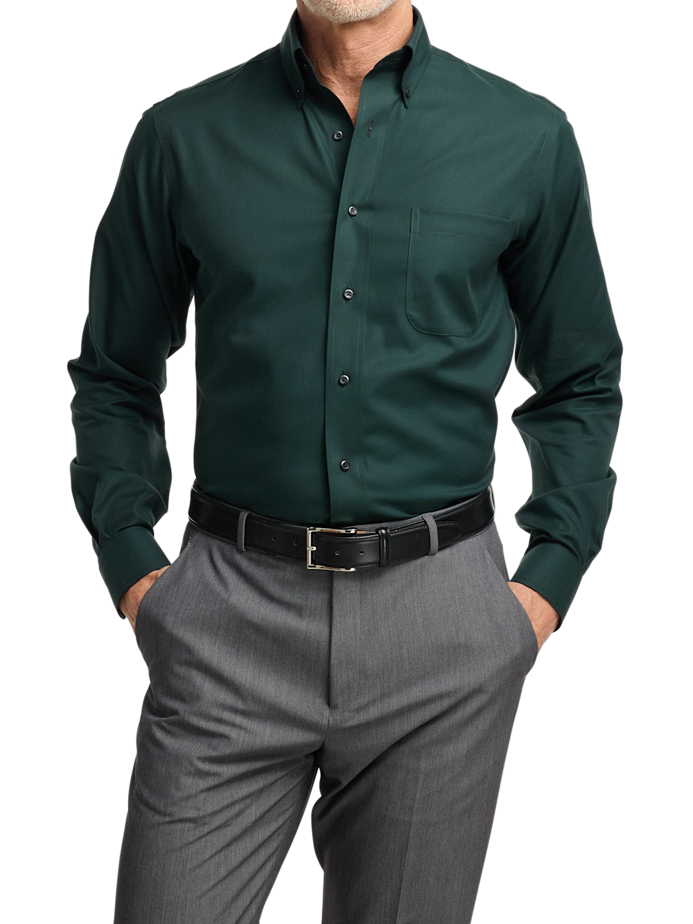 Alternate Image of Non-iron Cotton Houndstooth Dress Shirt With Contrast Trim-1