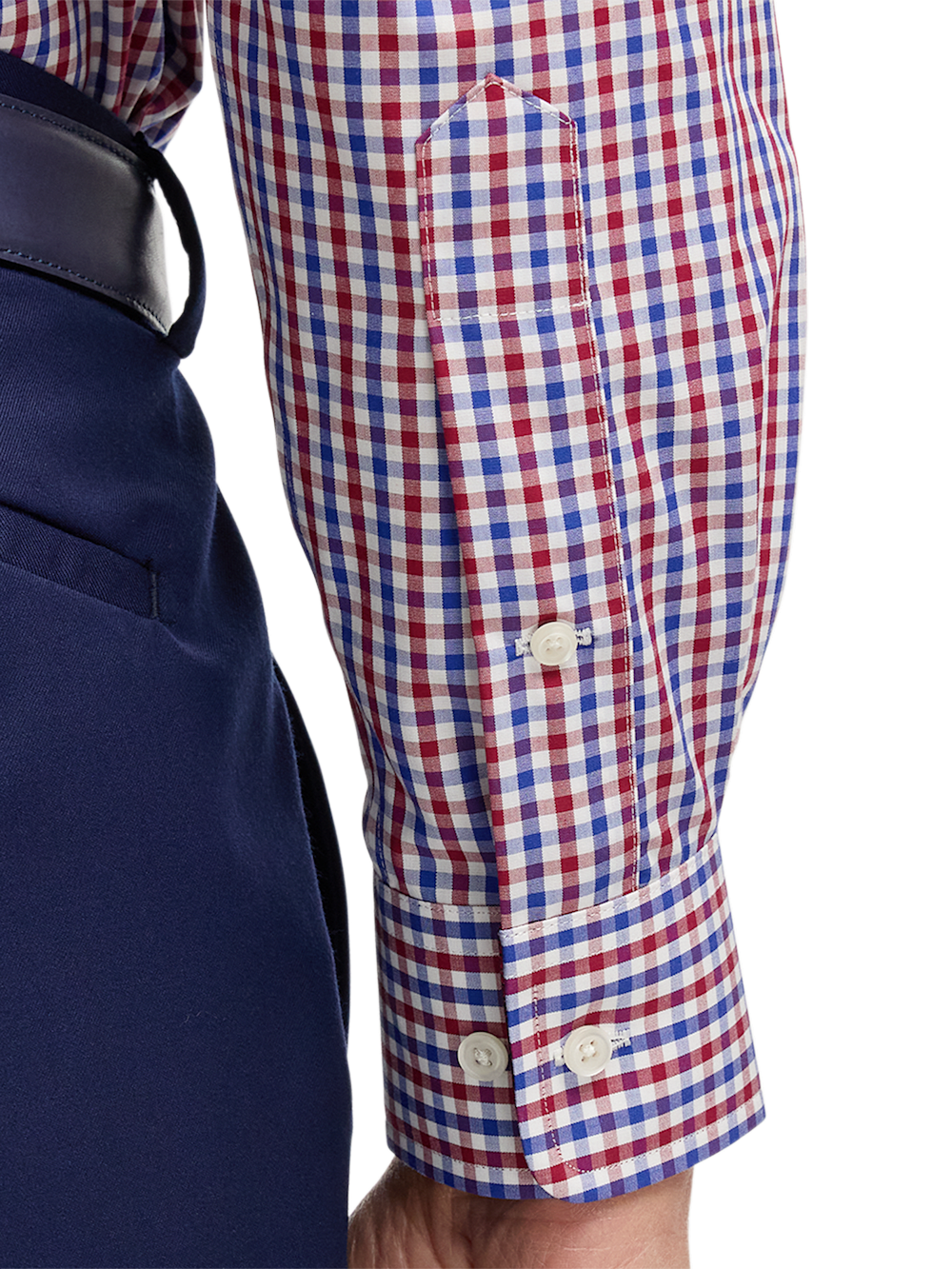 Alternate Image of Non-iron Cotton Gingham Dress Shirt With Contrast Trim-3