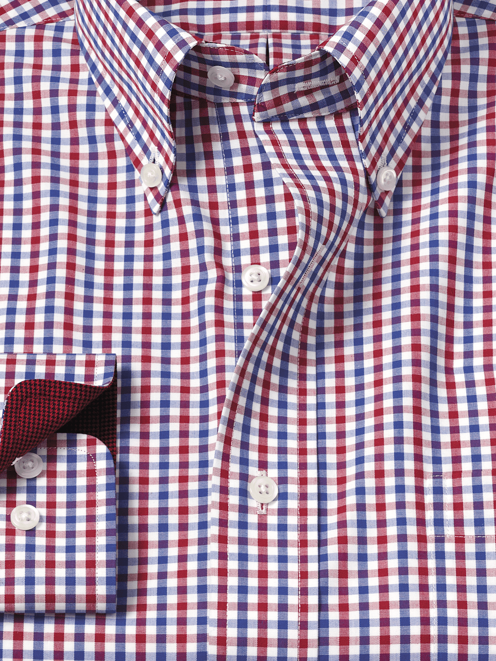 Alternate Image of Non-iron Cotton Gingham Dress Shirt With Contrast Trim-5