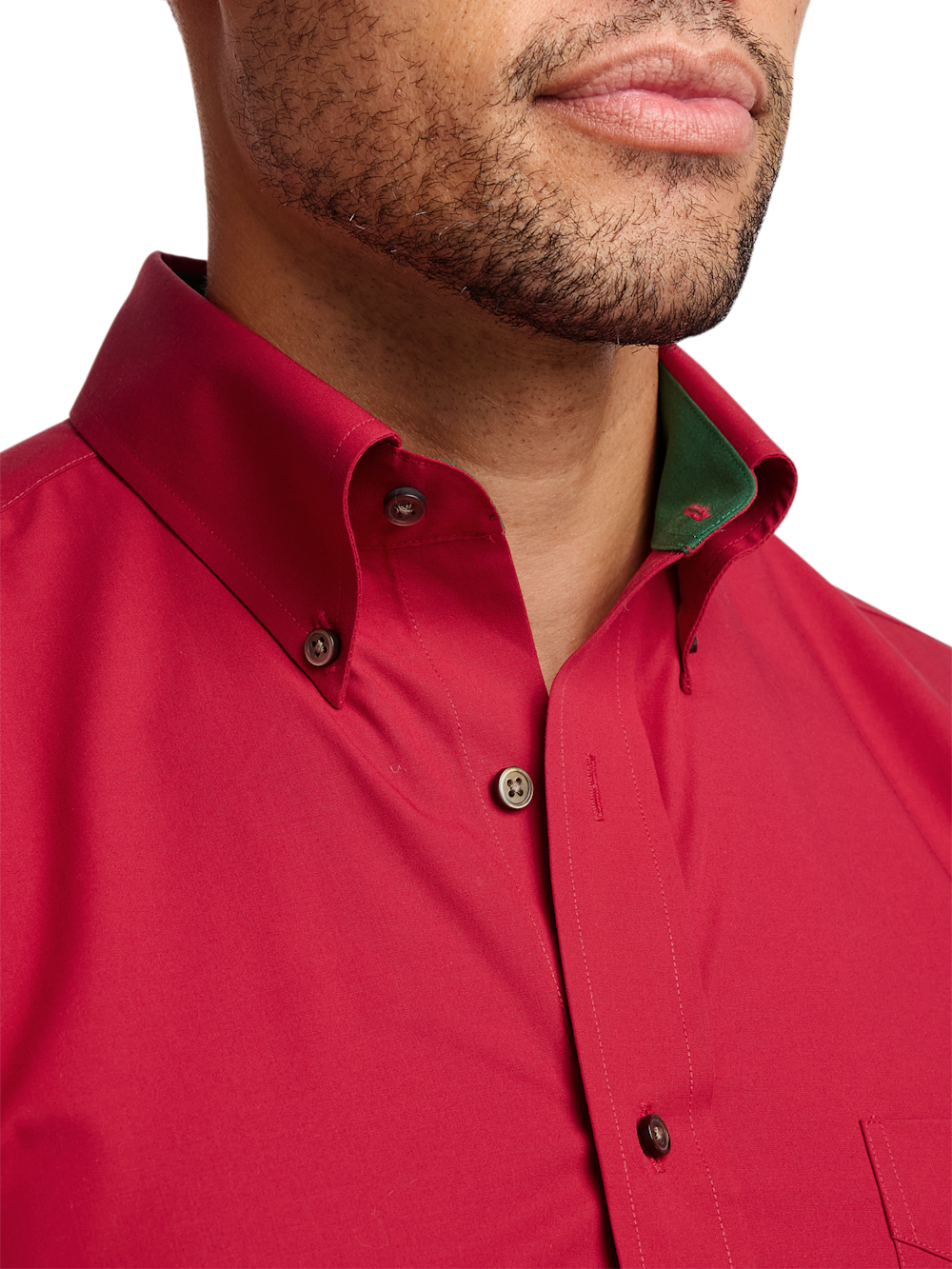 Alternate Image of Non-iron Cotton Solid Dress Shirt With Contrast Trim-2