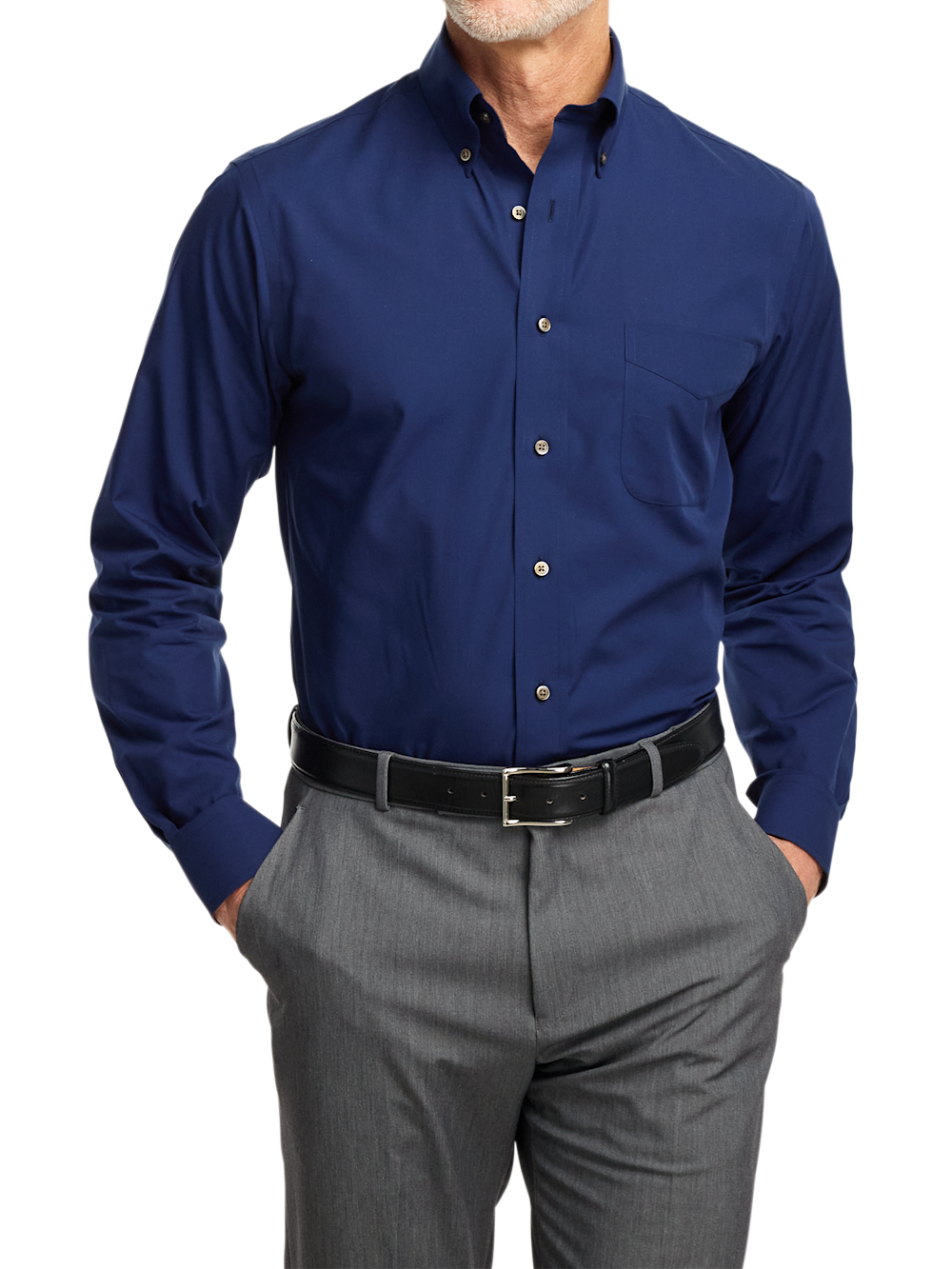 Alternate Image of Non-iron Cotton Solid Dress Shirt With Contrast Trim-1
