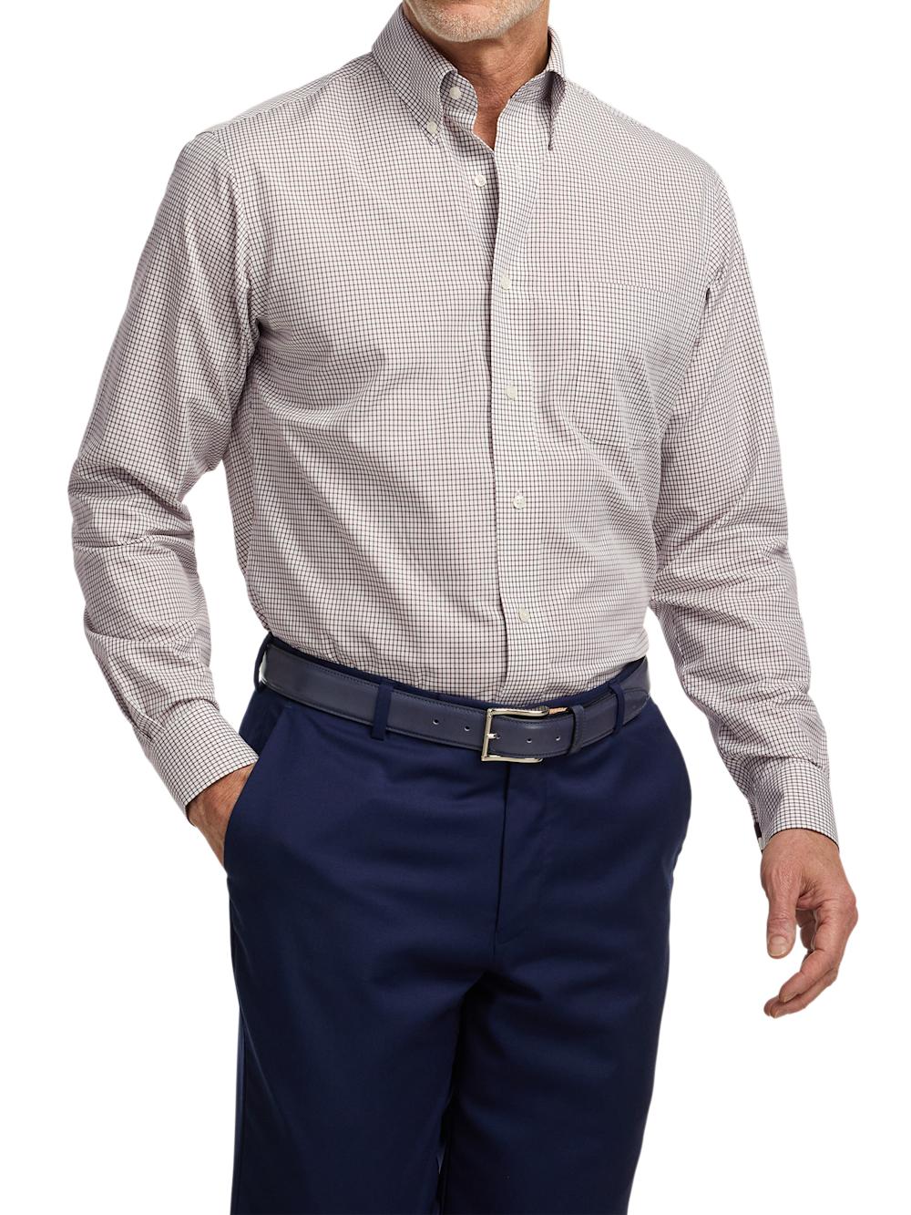 Alternate Image of Non-iron Cotton Check Dress Shirt With Contrast Trim-1