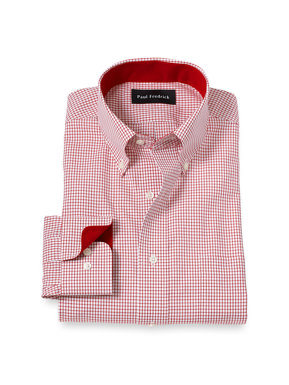 Product Image of Non-iron Cotton Check Dress Shirt With Contrast Trim-1