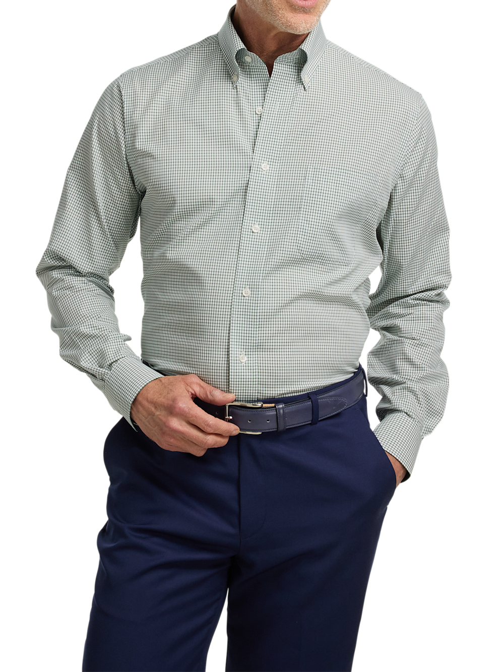Alternate Image of Non-iron Cotton Check Dress Shirt With Contrast Trim-1
