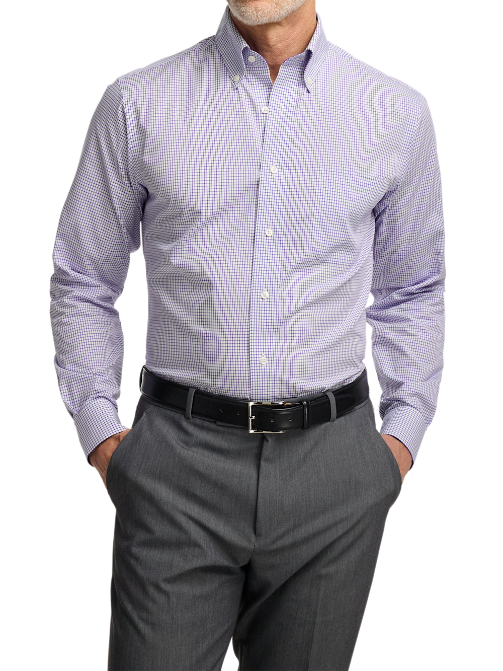 Alternate Image of Non-iron Cotton Check Dress Shirt With Contrast Trim-1