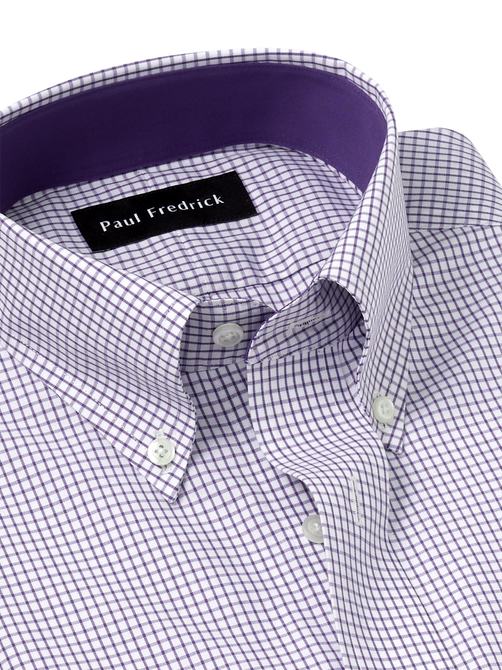Alternate Image of Non-iron Cotton Check Dress Shirt With Contrast Trim-6