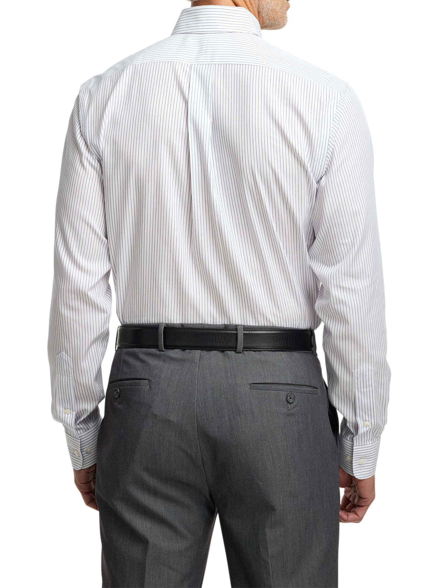 Non-Iron Cotton Stripe Dress Shirt With Contrast Trim - Purple