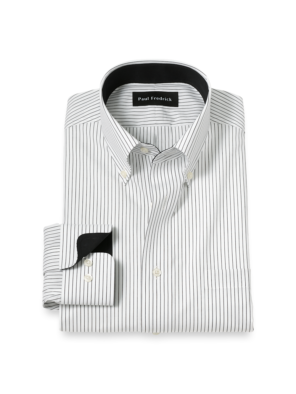 Product Image of Non-iron Cotton Stripe Dress Shirt With Contrast Trim-Black