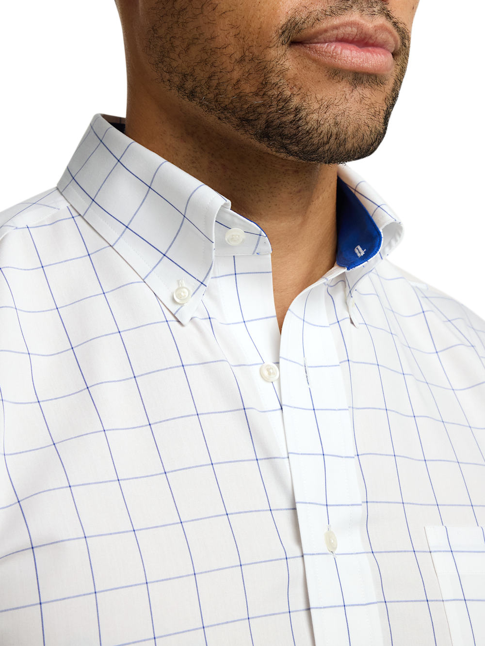 Alternate Image of Non-iron Cotton Windowpane Dress Shirt With Contrast Trim-2