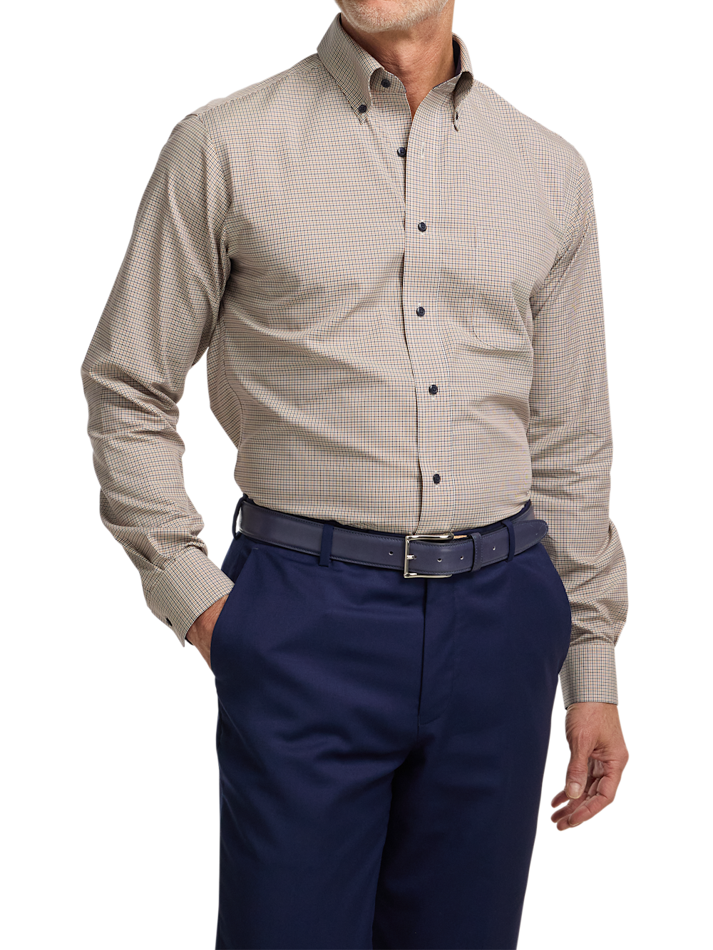 Alternate Image of Non-iron Cotton Check Dress Shirt With Contrast Trim-1