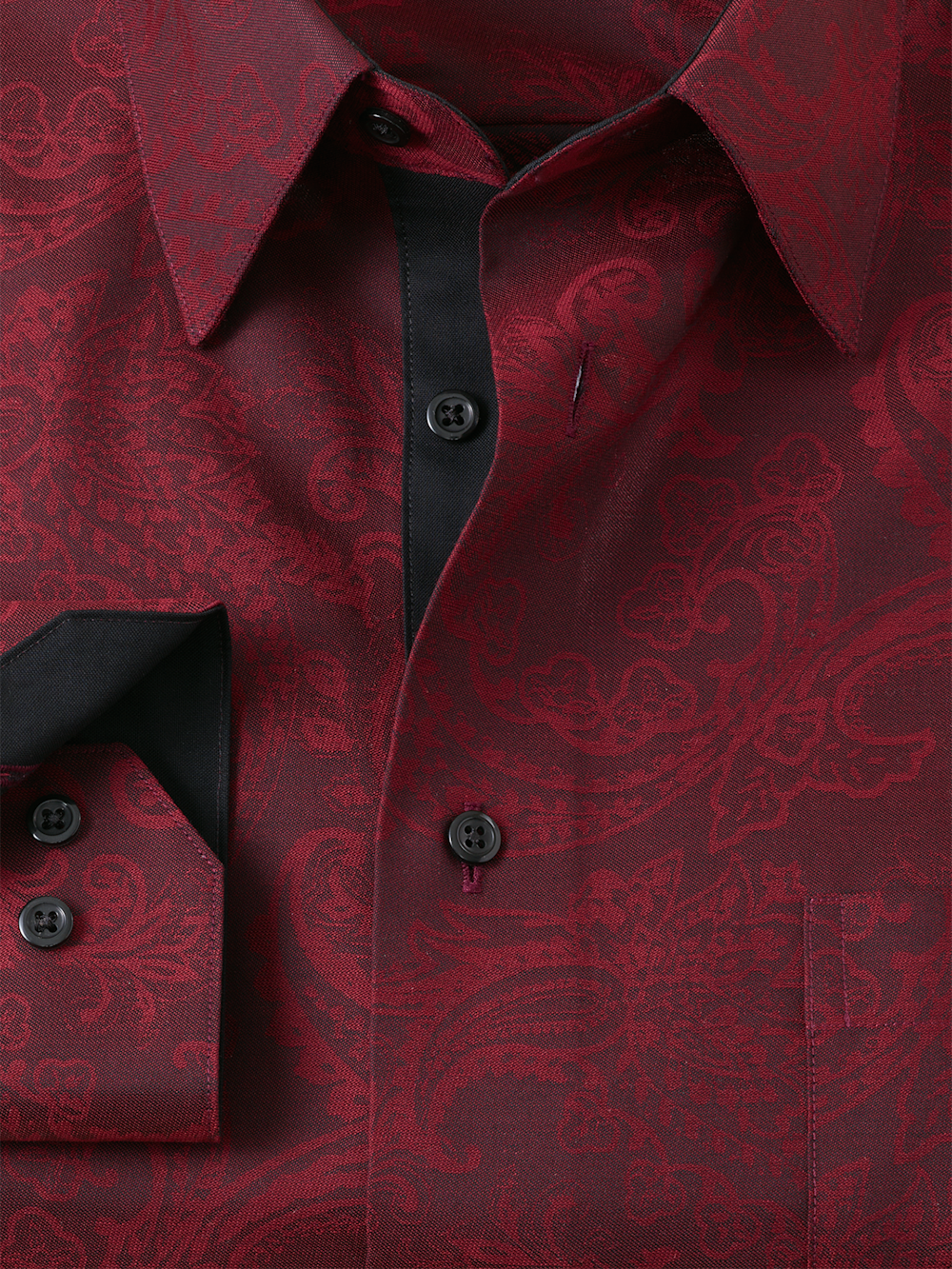 Alternate Image of Comfort Stretch Non-iron Paisley Dress Shirt With Contrast Trim-5