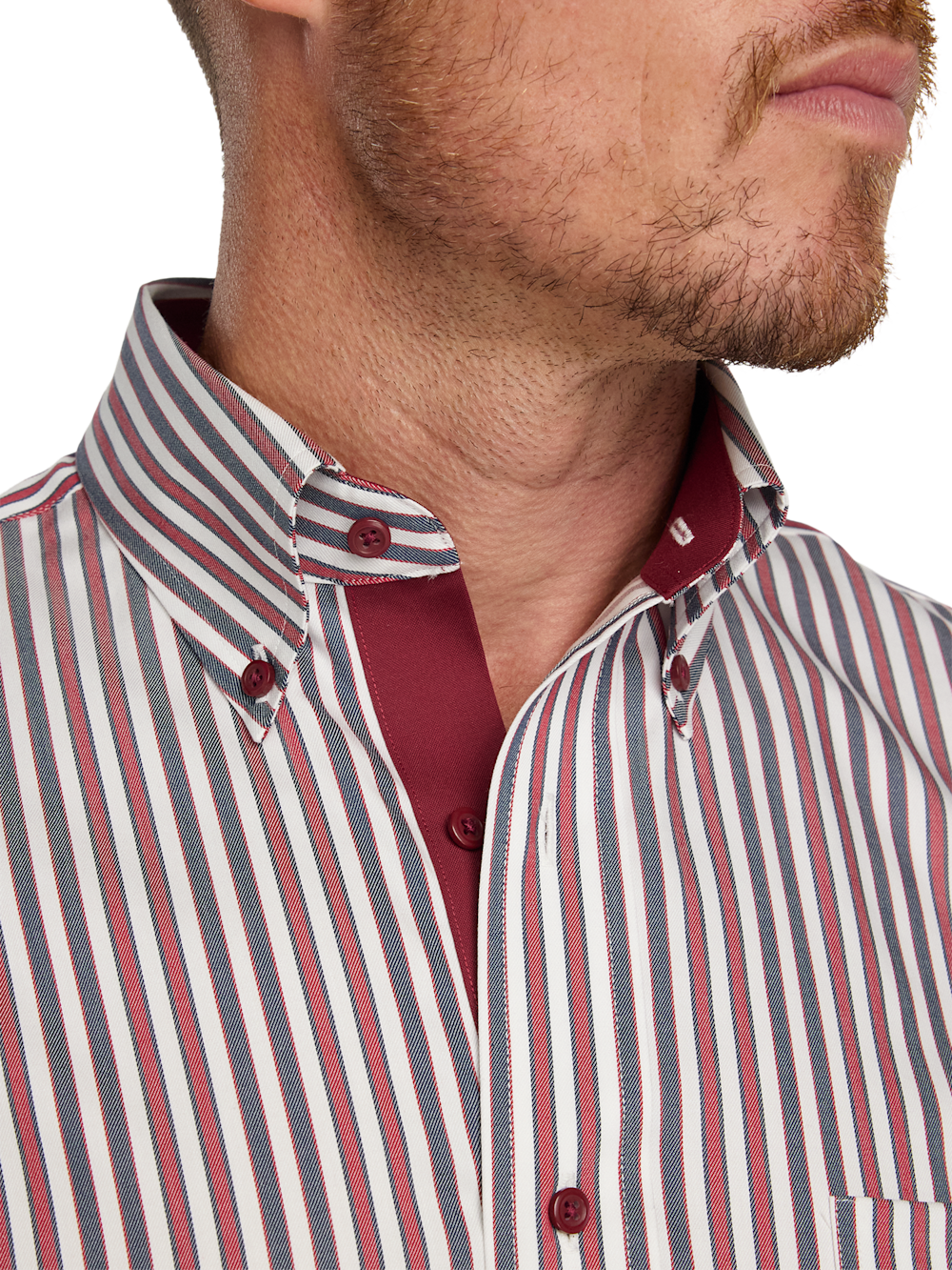 Alternate Image of Comfort Stretch Non-iron Stripe Dress Shirt With Contrast Trim-2