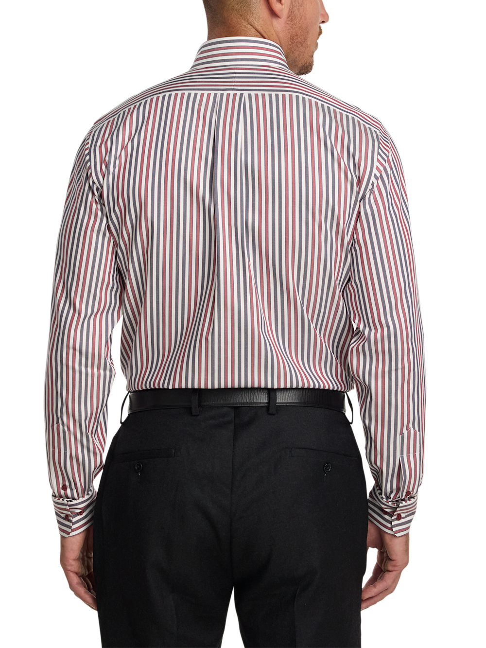 Alternate Image of Comfort Stretch Non-iron Stripe Dress Shirt With Contrast Trim-4