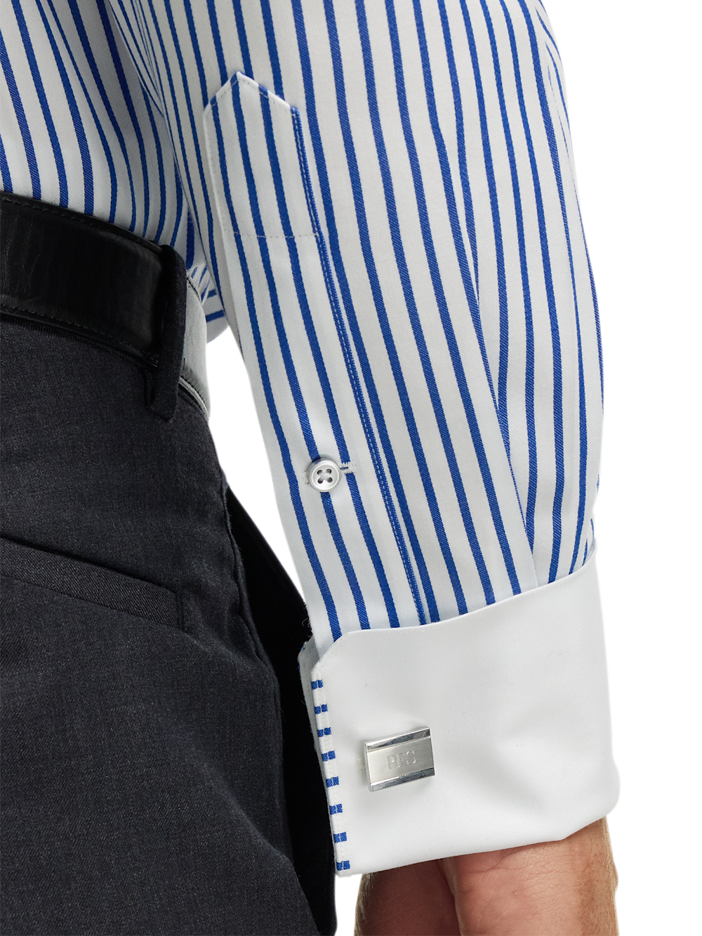 Alternate Image of Comfort Stretch Non-iron Stripe Dress Shirt With Contrast Trim-4