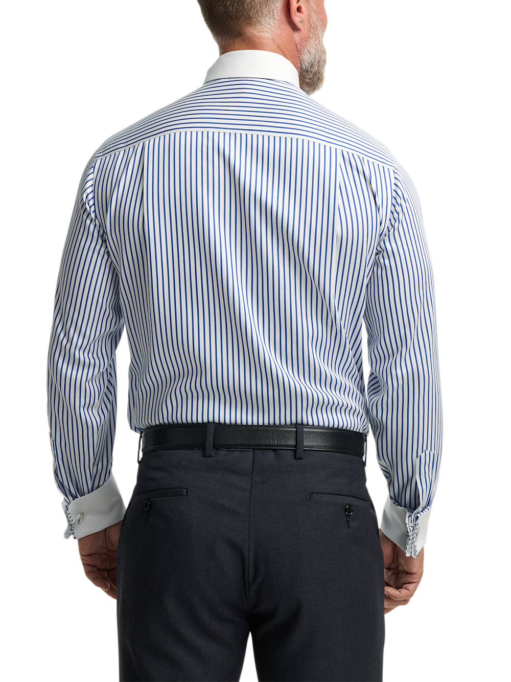 Alternate Image of Comfort Stretch Non-iron Stripe Dress Shirt With Contrast Trim-5