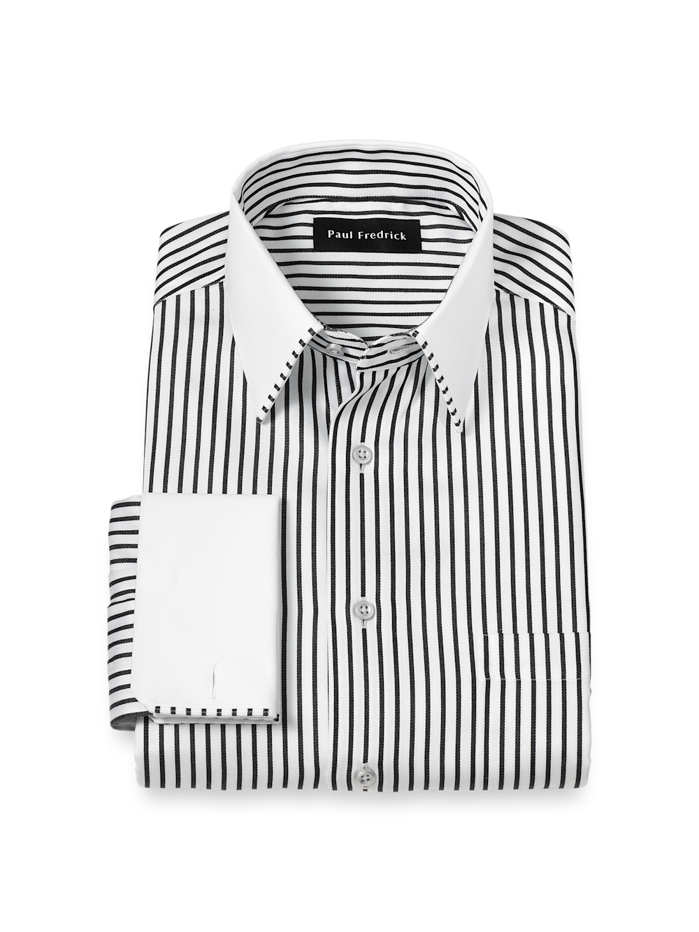 Product Image of Comfort Stretch Non-iron Stripe Dress Shirt With Contrast Trim-Black