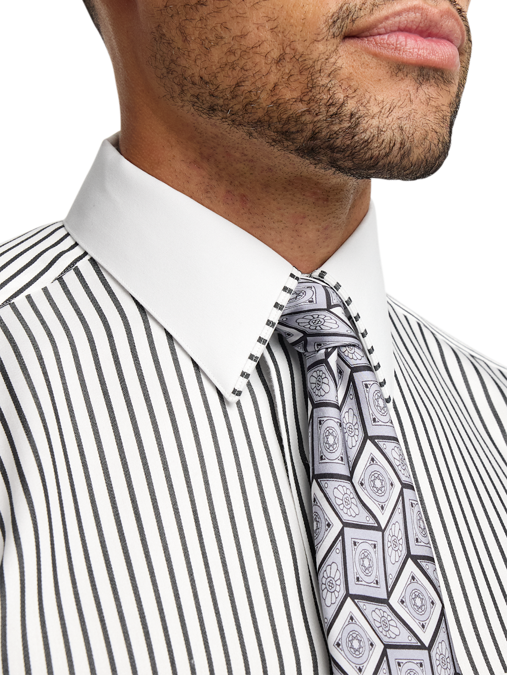 Alternate Image of Comfort Stretch Non-iron Stripe Dress Shirt With Contrast Trim-2
