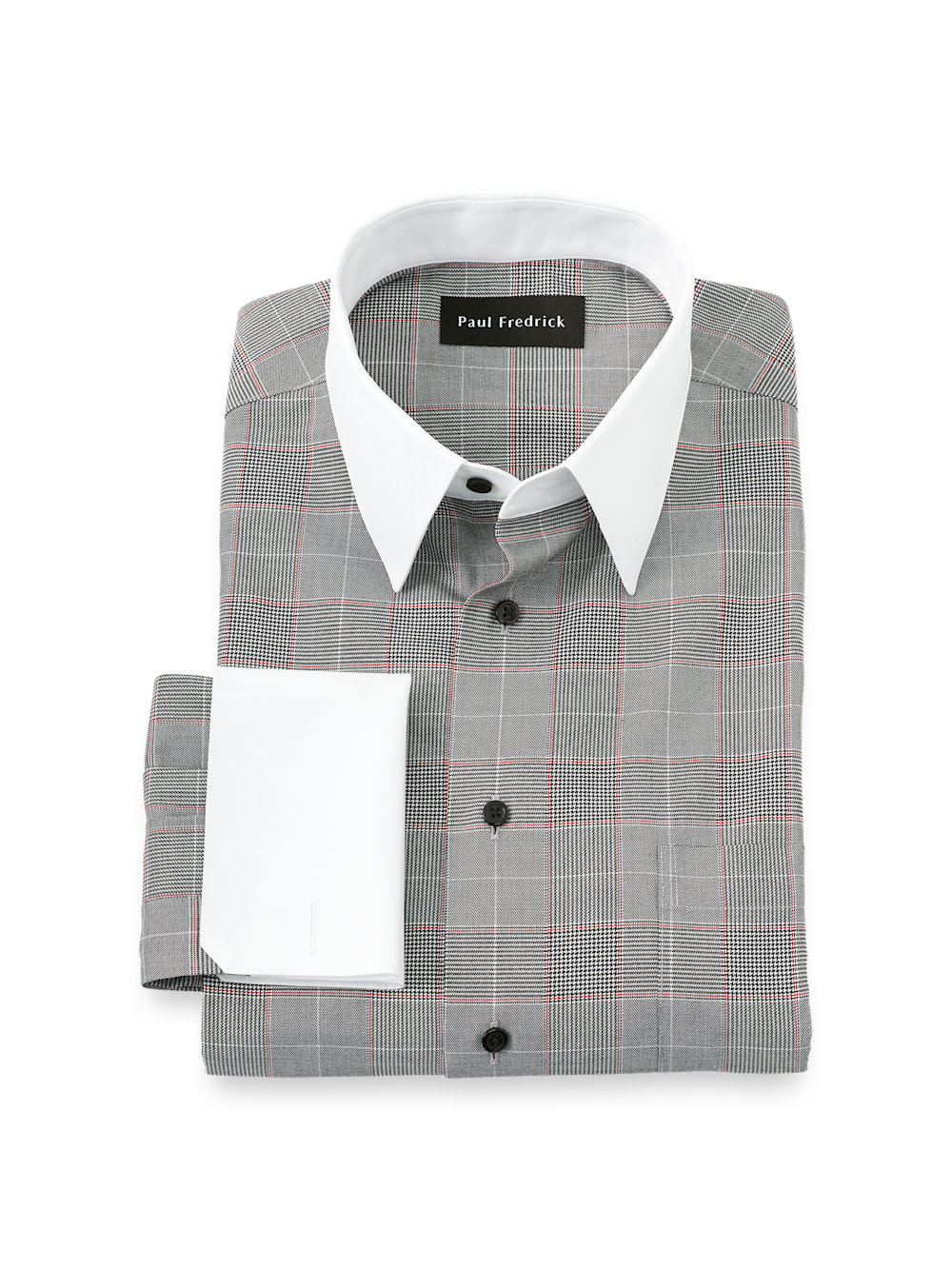 Product Image of Comfort Stretch Non-iron Plaid Dress Shirt-Black