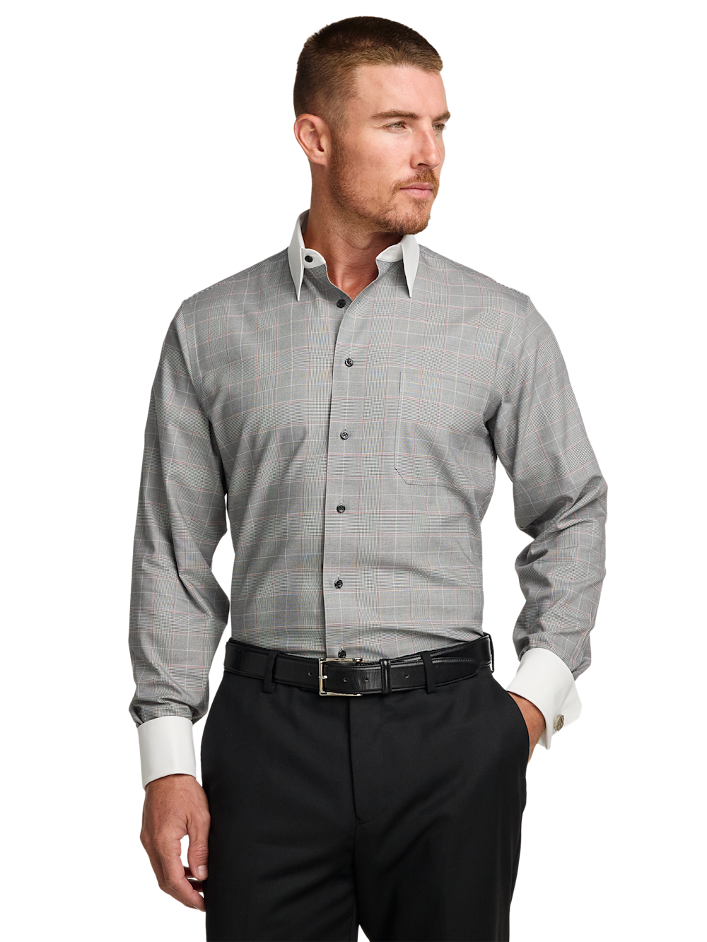 Alternate Image of Comfort Stretch Non-iron Plaid Dress Shirt-1