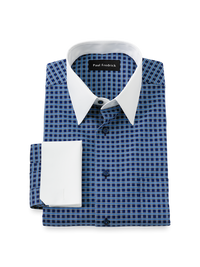 Comfort Stretch Non-Iron Check Dress Shirt - Navy