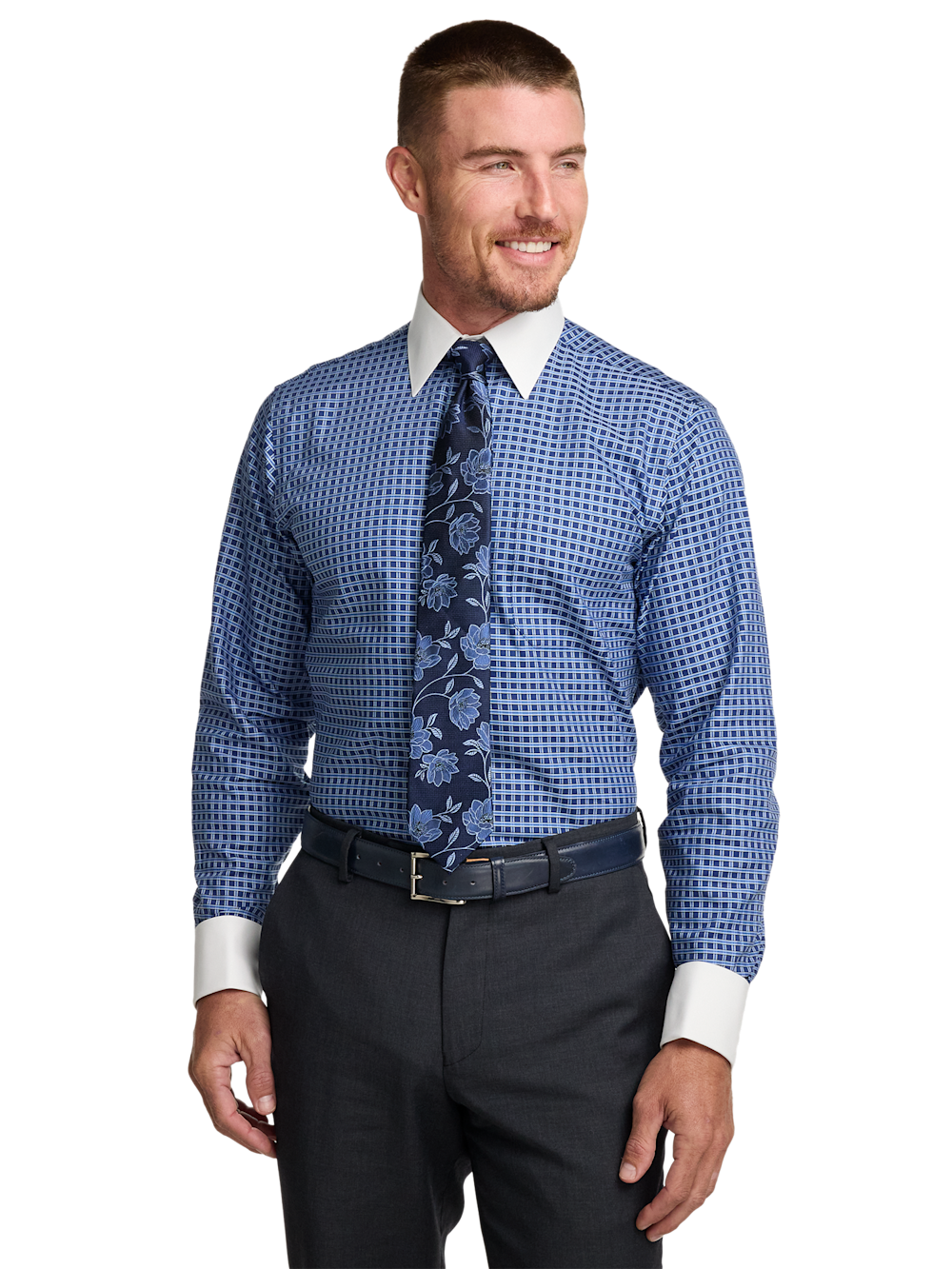 Alternate Image of Comfort Stretch Non-iron Check Dress Shirt-1