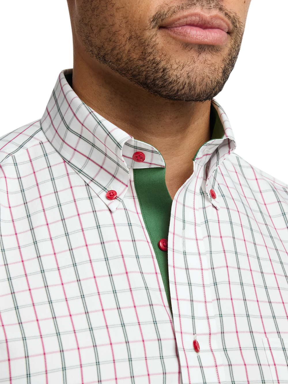 Alternate Image of Comfort Stretch Non-iron Windowpane Dress Shirt With Contrast Trim-2