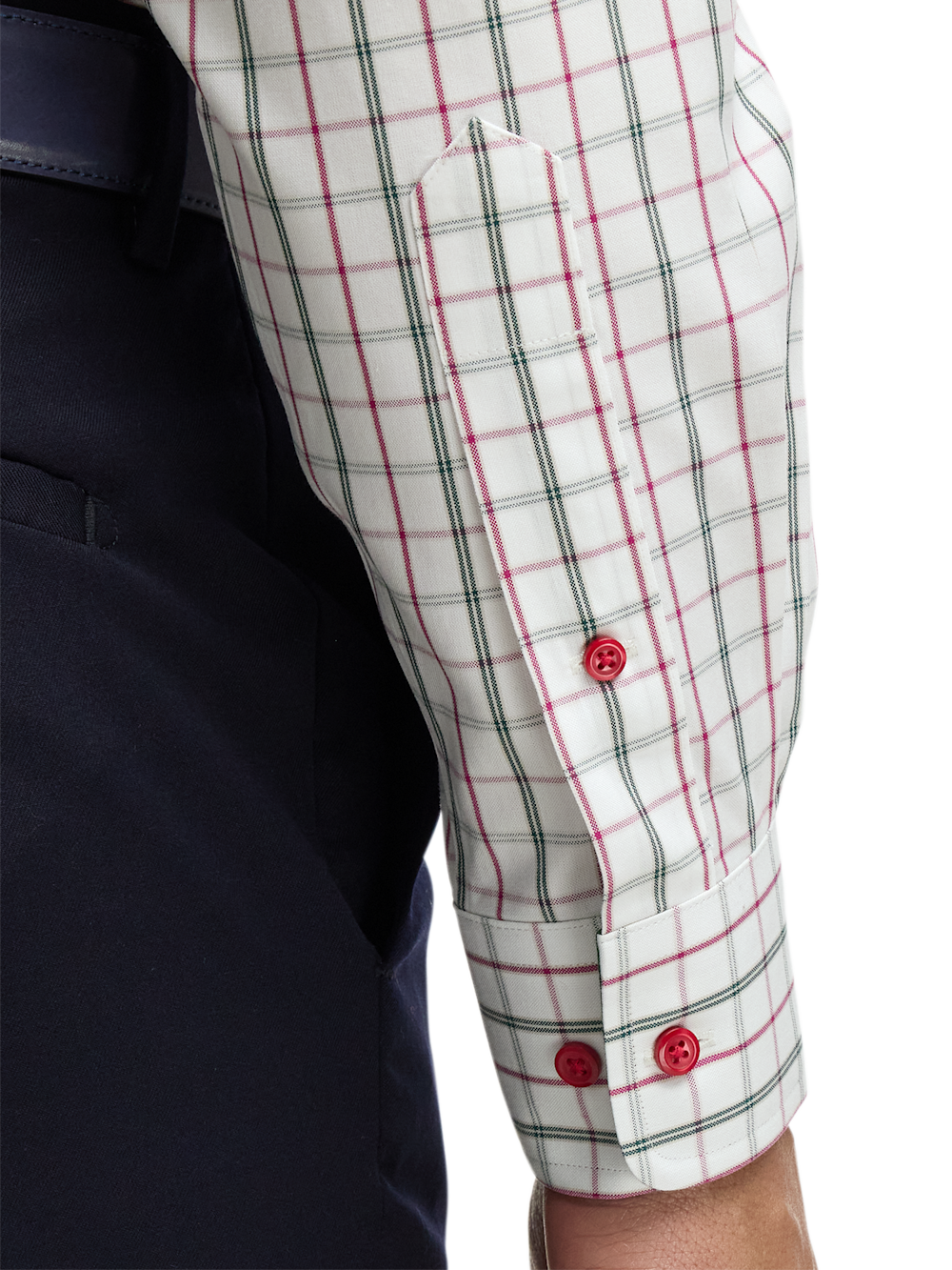 Alternate Image of Comfort Stretch Non-iron Windowpane Dress Shirt With Contrast Trim-3