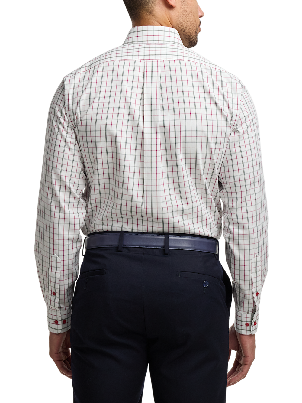 Alternate Image of Comfort Stretch Non-iron Windowpane Dress Shirt With Contrast Trim-4