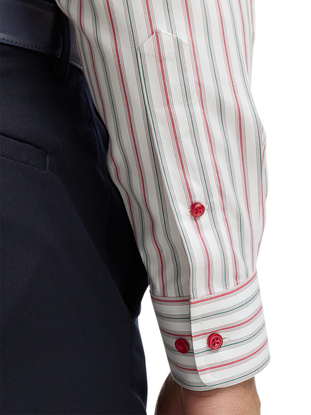 Alternate Image of Comfort Stretch Non-iron Stripe Dress Shirt With Contrast Trim-3
