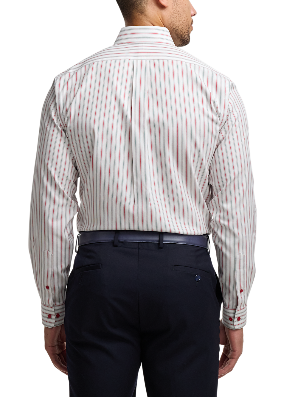 Alternate Image of Comfort Stretch Non-iron Stripe Dress Shirt With Contrast Trim-4