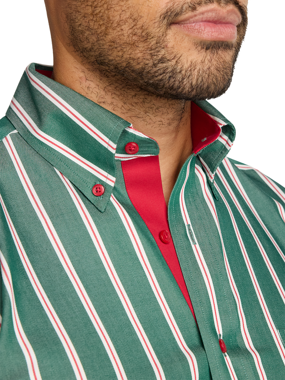 Alternate Image of Comfort Stretch Non-iron Stripe Dress Shirt With Contrast Trim-2