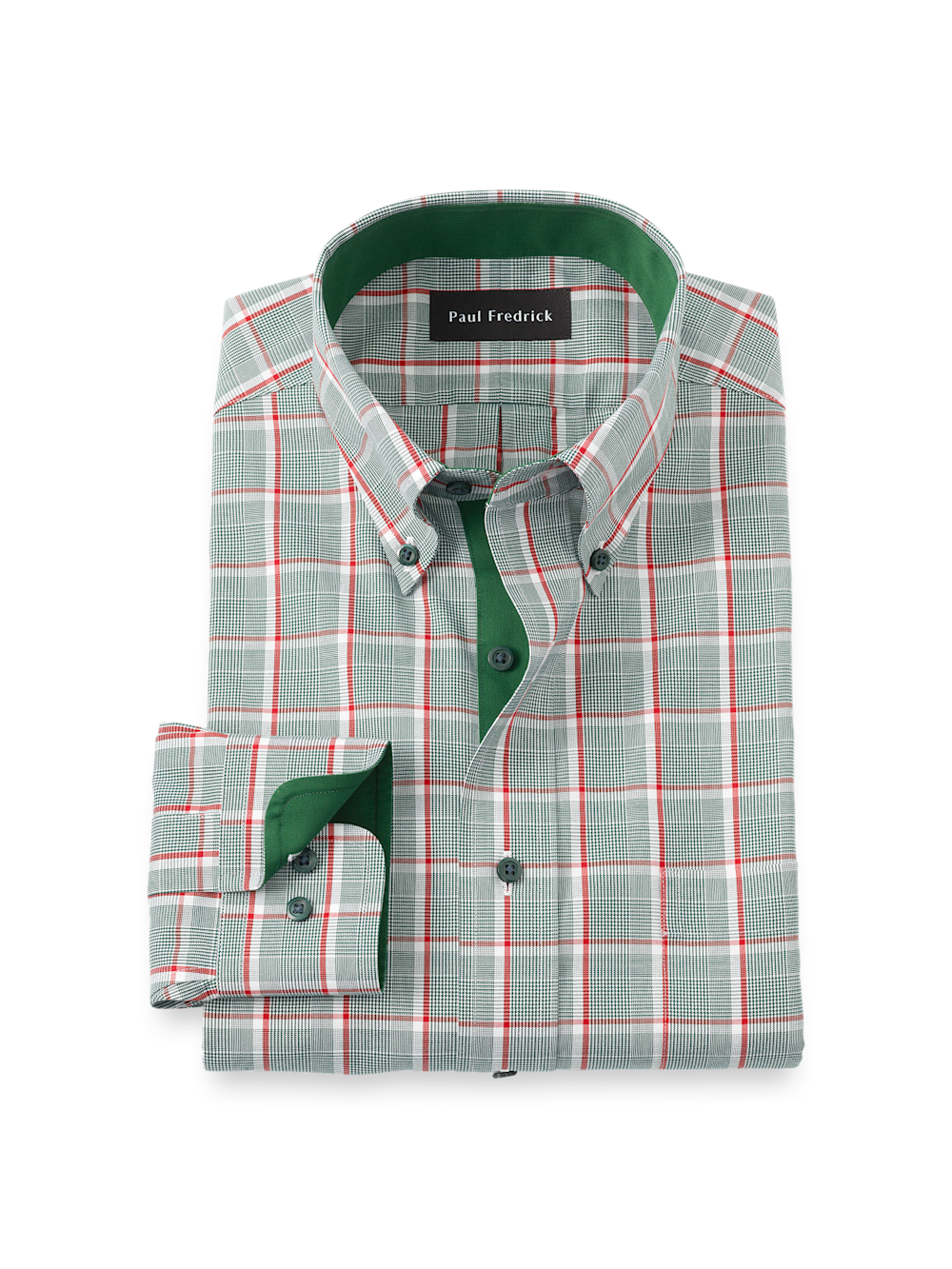 Product Image of Comfort Stretch Non-iron Plaid Dress Shirt With Contrast Trim-1