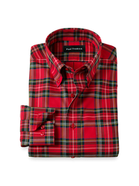 Comfort Stretch Non-Iron Plaid Dress Shirt - Red