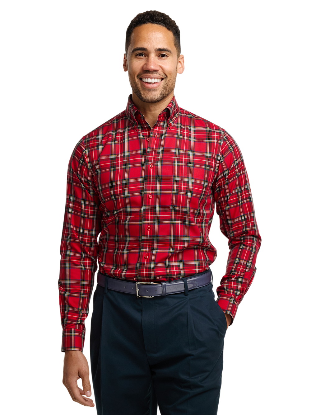 Alternate Image of Comfort Stretch Non-iron Plaid Dress Shirt-1