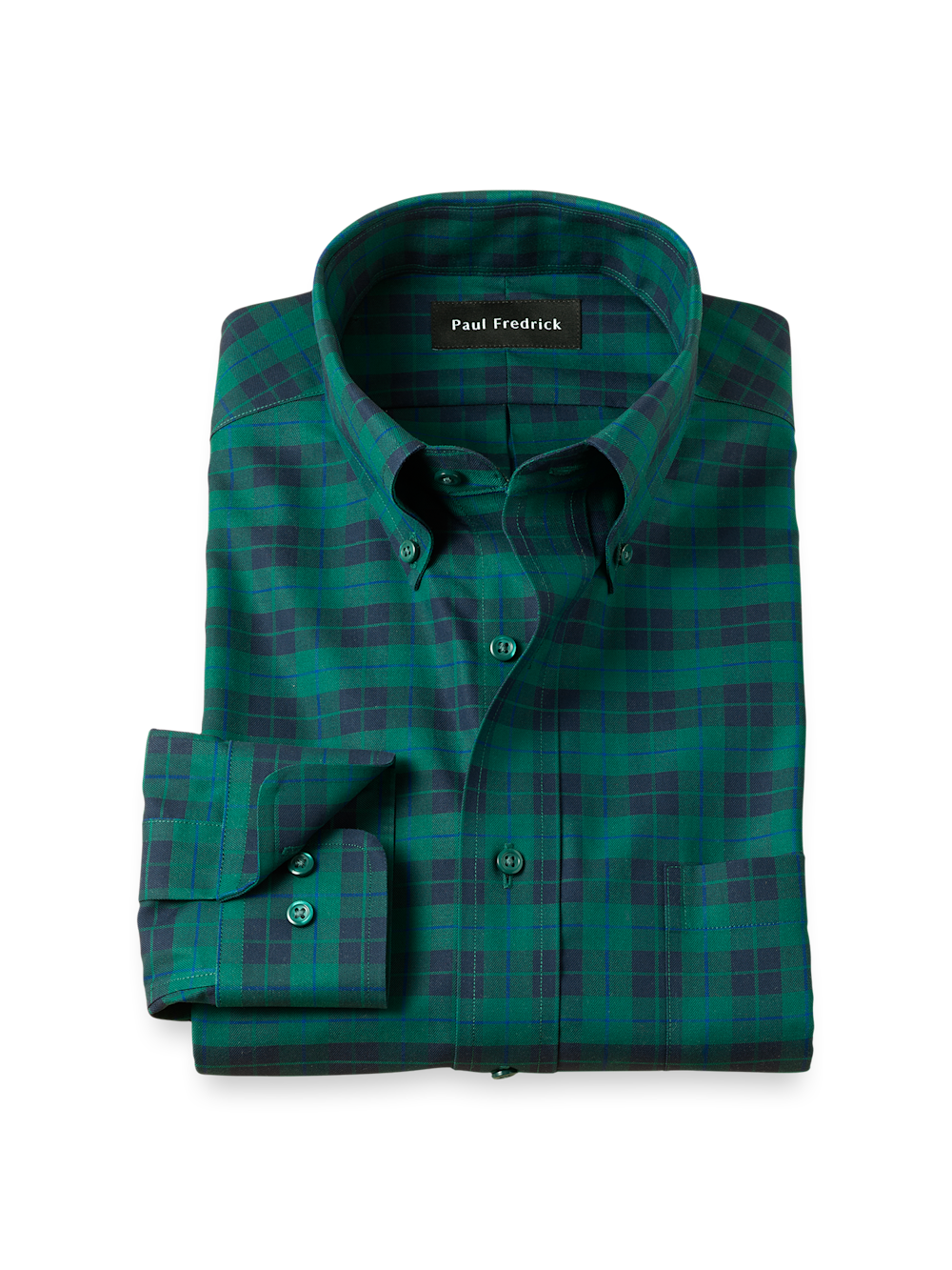 Product Image of Comfort Stretch Non-iron Plaid Dress Shirt-Navy/Green