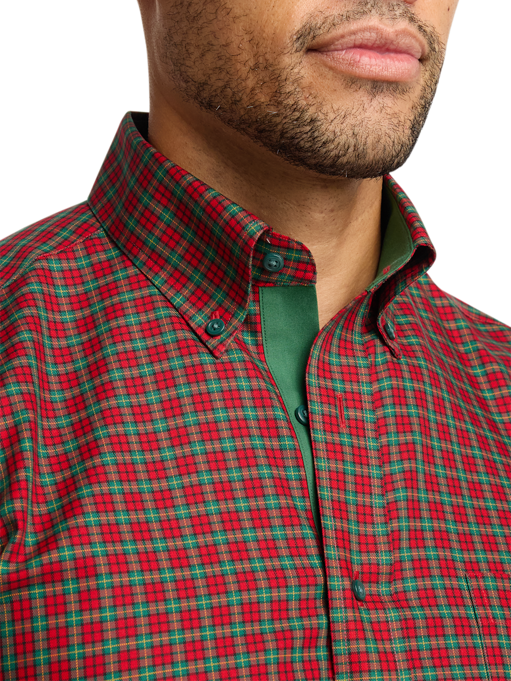 Alternate Image of Comfort Stretch Non-iron Plaid Dress Shirt With Contrast Trim-2