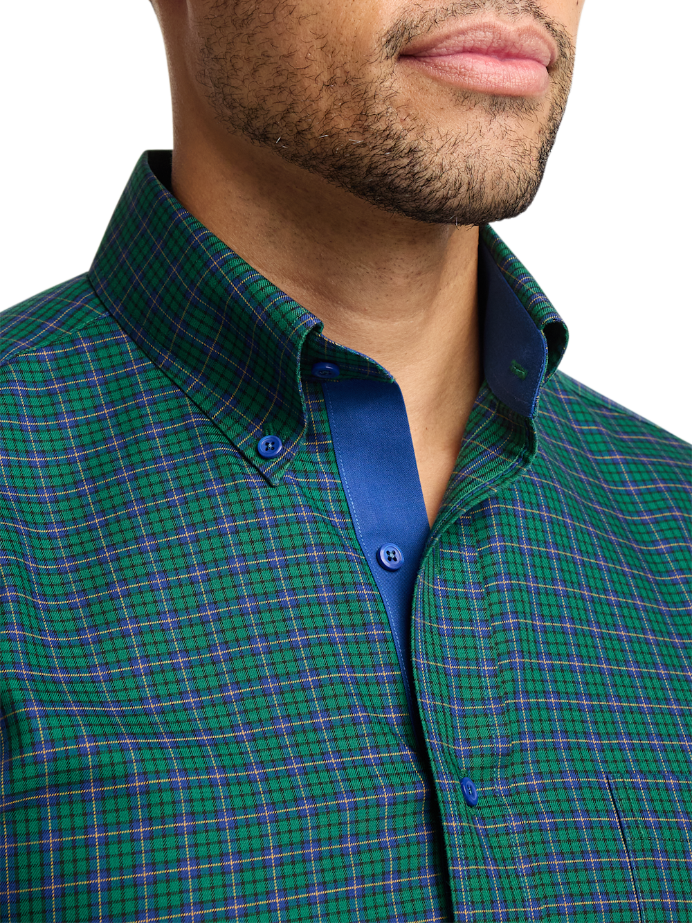 Alternate Image of Comfort Stretch Non-iron Plaid Dress Shirt With Contrast Trim-2
